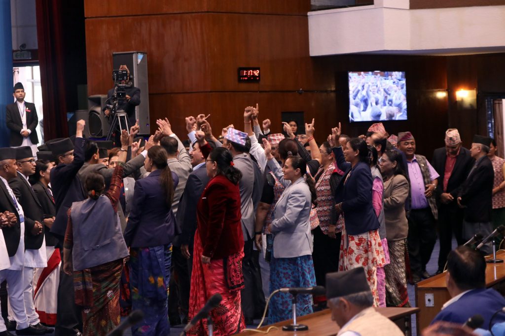 प्रतिनिधी सभामा एमाले सांसदको नाराबाजी